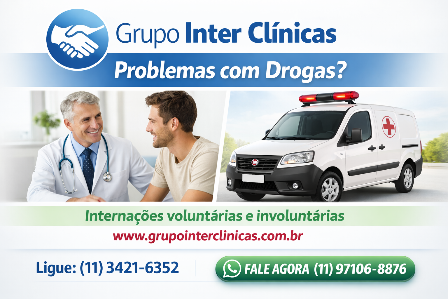 Clinica de recuperação de dependente químico. Grupo Inter Clínicas.